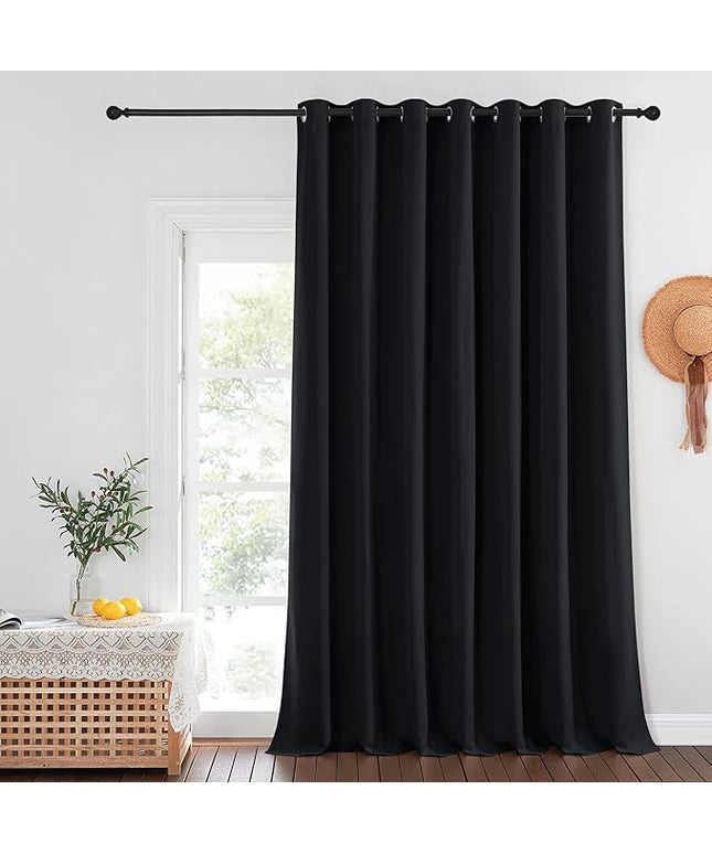NICETOWN Black Out Sliding Door Curtain 102 inches Long, Grommet Thermal Insulated Patio Door Curtains Room Divider Drape Window Treatment for Bedroom/Living Room, W100 x L102, 1 Panel