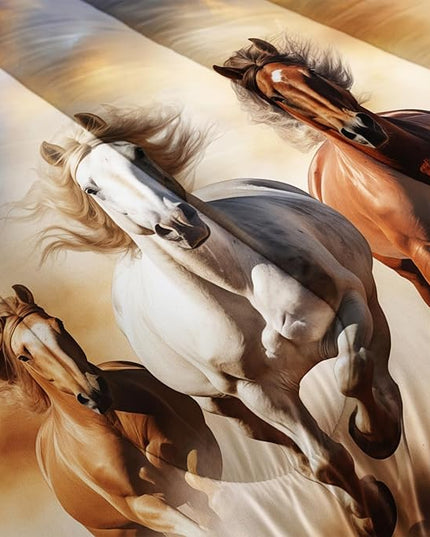 Pentium Horse Print Bedding Comforter Set Full Size for Teens,Farm Animal Pattern Bedding Set for Boys Girls Room Horse Decor,Desert Theme Bedding Set with 2 Pillowcases.