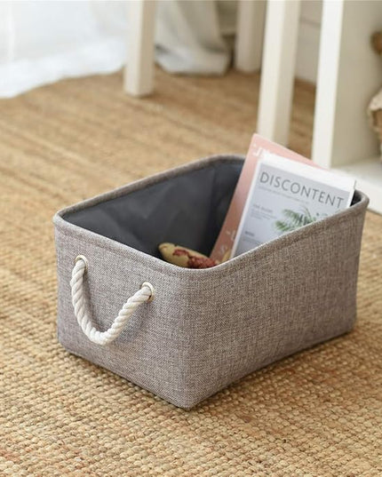 TheWarmHome Storage Bins Basket - Storage Baskets for Organizing Shelves,Home Closet Organizer for Book Shelf Organization,Fabric Storage Cubes,Medium Decorative Grey Basket Gift