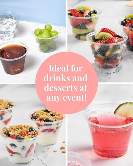Prestee 200-Pack - 9oz Clear Plastic Cups - Durable Disposable Plastic Wine Glasses for Party, Weddings, and Catering - Small Drinking Glasses for Cocktails and Beverages - Heavy-Duty Fruit Punch Cups