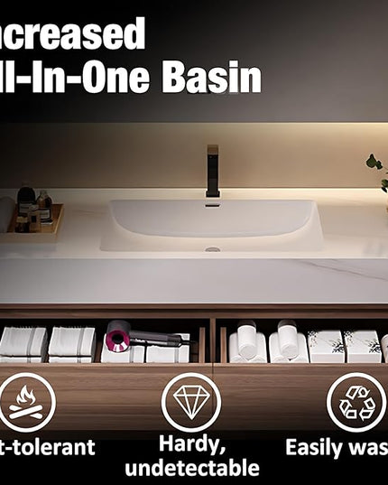 Single Sink Bathroom Vanity, Bathroom Cabinet has LED Lights Fog Mirror & Solid Wood Body, Glass Side Cabinet with Light (Dark Brown, 40'')