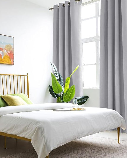 YoungsTex Light Grey Blackout Curtains for Living Room 90 Inches Long - Thermal Insulated Drapes with Grommet Room Darkening for Bedroom Dining Room Floor Length, 2 Panels, 52 x 90 Inch