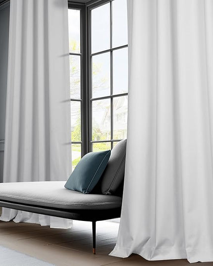 HPD Half Price Drapes Vienna Basic Linen 100% Blackout Curtains for Bedroom 108 Inches Long (2 Panels) - Rod Pocket Curtains & Drapes for Living Room & Windows - 50 X 108, Off-White