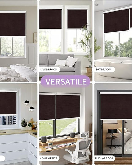 Astomi Motorized Blinds with Remote - Blackout Smart Roller Shades Compatible with Alexa & Goggle Home, Solar Rechargeable, Custom Size 22" - 100" for Indoor Window, Brown