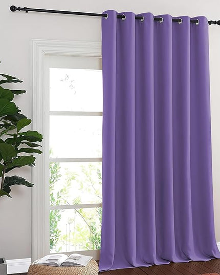 NICETOWN Room Divider Curtain 132 Inches Long, Wide Blackout Sliding Door Curtain for Bedroom, Room Darkening Privacy Window Curtain for Patio Door (1 Panel Set, Lilac Purple, 80 x 132 Inch)