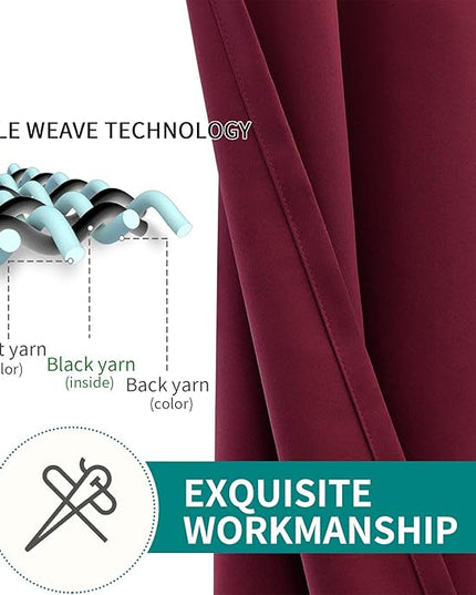 BGment Blackout Curtains for Bedroom - Grommet Thermal Insulated Room Darkening Curtains for Living Room, Set of 2 Panels, Each 46 x 72 Inch, Burgundy Red