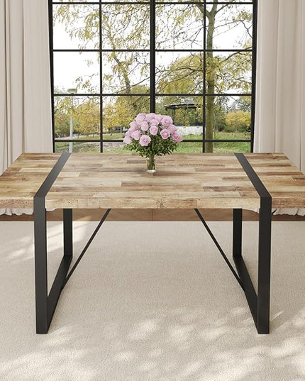 71" Rectangular Dining Table for 6-8, Wood Kitchen Table with Metal Legs, Modern Dinner Table for Home, Kitchen Living or Dining Room