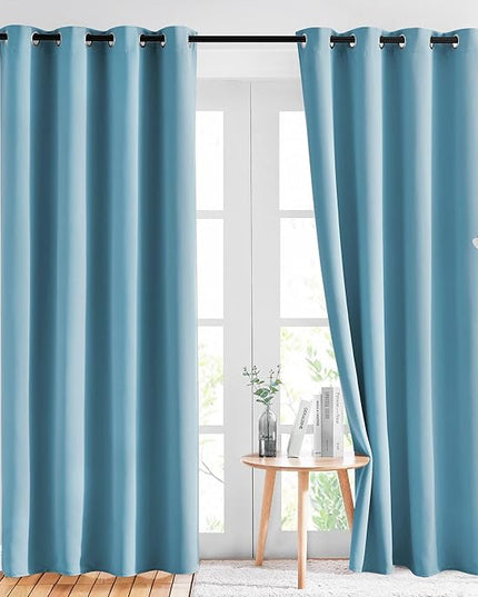 NICETOWN Blackout Curtains Panels for Window - Window Treatment Thermal Insulated Grommet Blackout Drapes for Bedroom (Teal Blue=Light Blue, Double Panels, 52 by 84 Inch)