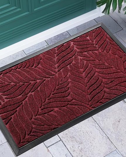 Yimobra Front Door Mat Outdoor Indoor, 29.5x17 All-Season Waterproof Door Mat Outside Entrance, All-Weather Non-Slip Outside Doormat for Garage Patio Entryway, Red