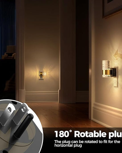DORESshop Night Light, Automatic Night Lights Plug into Wall, Acrylic Night Light with 0-100 LM Adjustable Brightness, 3000K for Bedside Bedroom Bathroom Hallway, 2 Pack Christmas Gifts.