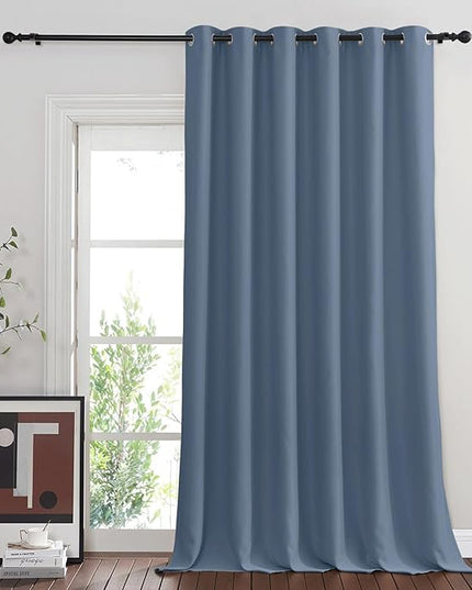 NICETOWN Blackout Curtains & Drapes - Privacy Thermal Efficiency Backdrop Curtains for Bedroom Room Divider Living Room Patio Sliding Glass Door, Wide 80 x Long 144 inch, Stone Blue, 1 Panel