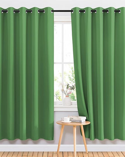 NICETOWN Blackout Draperies Curtains Panels - Window Treatment Thermal Insulated Solid Grommet Blackout Curtains/Panels/Drapes for Bedroom (Forest Green, Set of 2, 66 by 72 Inch)