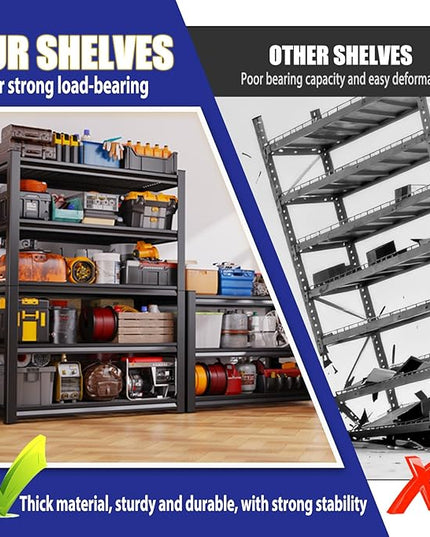 71"H Garage Shelving-3000LBS 5 Tier Storage Shelves,Adjustable Heavy Duty Metal Shelving Unit and Storage Large Wire Rack,Utility Steel Shelf For Shop Warehouse Industrial Pantry Basement 71"x35"x16"