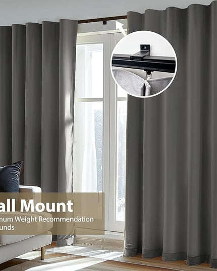 Ceiling Curtain Track Ceiling and Wall Mounted Heavy-Duty Curtains Rails Room Divider Curtains Shower RV Tracks Ceiling Sliding Curtain Rods With Clips,Black 12ft.