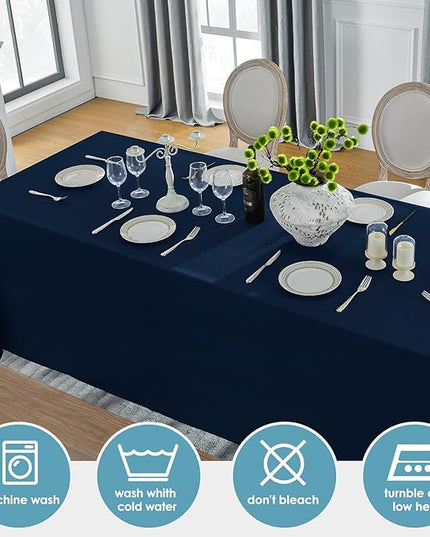 VidaFete Tablecloth 6 Pack 90 * 132inch Rectangle Table Cloth Polyester, Stain Wrinkle Resistant, Rectangular Polyester Table Cover for Kitchen Dinning Party Wedding Buffet Decoration(Navy Blue)