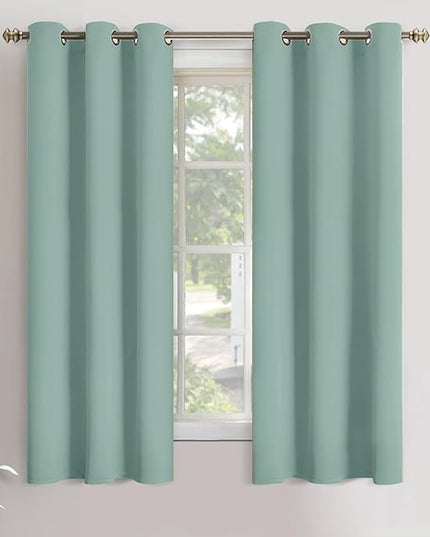 YoungsTex Blackout Curtains 63 Inch Length for Bedroom - Thermal Insulated with Grommet Room Darkening Window Drapes for Living Room, 2 Panels, Light Sage, 34 x 63 Inch