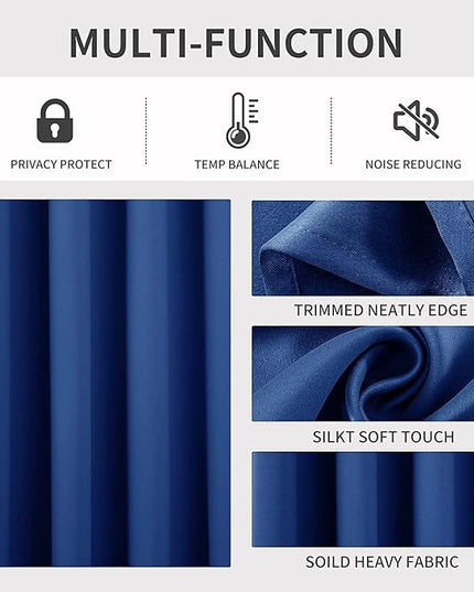 Joydeco Blackout Curtains 84 inches Long 2 Panels Set, Thermal Insulated Long Curtains & Drapes 2 Burg, Room Darkening Grommet Drapes for Bedroom Living Room Windows (W42 x L84 Inch, Royal Blue)