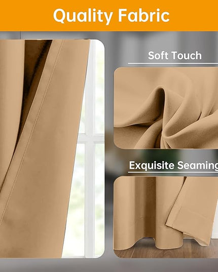 Room Divider Curtains Flexible Ceiling Tracks set Curtain track Ceiling Mount Blackout Curtain for Living Room Bedroom Ceiling Curtain Rod Privacy Dividers Panels W150 x H84 Khaki Drape & Black rail