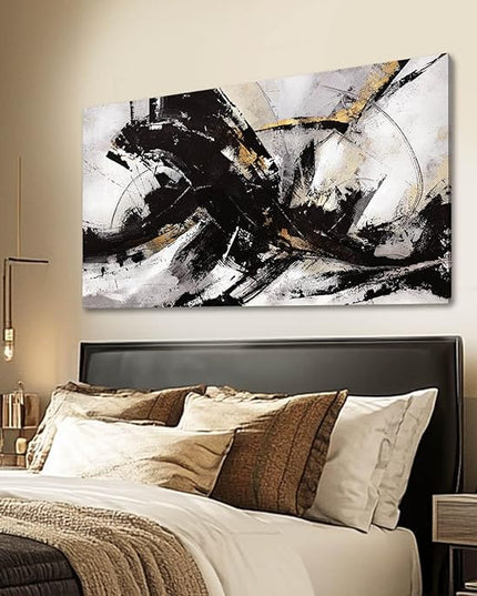 Black Art Abstract Wall Pictures Canvas Wall Art Grey Wall Decor Vintage Artwork Poster Prints Art for Office Hotel 24"x48"