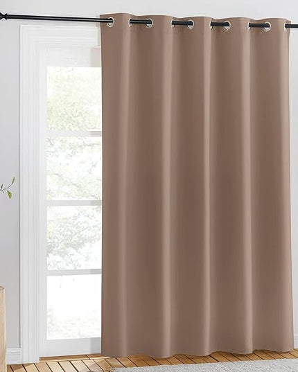 NICETOWN Door Curtain 84 inch Length for Bedroom - Room Darkening Light Blocking Thermal Insulated Solid Ring Top Blackout Window Drapes for Living Room (1 Panel, W66 x L84, Cappuccino)