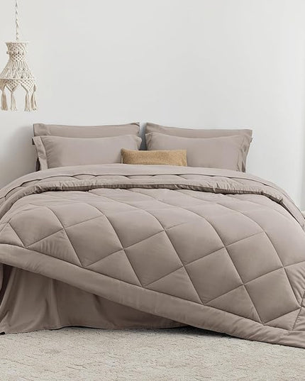Love's cabin Twin Comforter Set Burlwood, 5 Pieces Twin Bed in a Bag, All Season Twin Bedding Sets with 1 Comforter, 1 Flat Sheet, 1 Fitted Sheet, 1 Pillowcase and 1 Pillow Sham