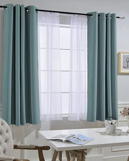 NICETOWN Blackout Greyish Blue Curtains for Bedroom - Window Treatment Thermal Insulated Grommet Solid Drapes Energy Saving Sound Reducing for Basement, 1 Pair, W52 x L54