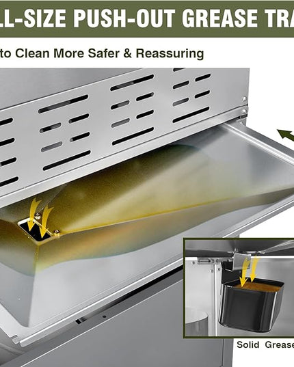BESTFIRE 68,000 BTU 5+1 Burner Propane Grill - Stainless Steel BBQ with 647 sq in UPGRADED OIL-DRAIN Plates, Cast Iron Grates, Side Burner + FREE Food Clip for Outdoor Cooking