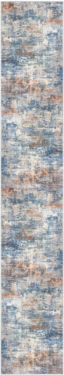 IOHOUZE Abstract Runner Rug 2x12 Ft Washable Runners for Hallways, Non Slip Kitchen Runner Printed Faux Wool Entryway Runner Indoor, Modern Abstract Floor Carpet for Hall Kitchen, Blue Rust
