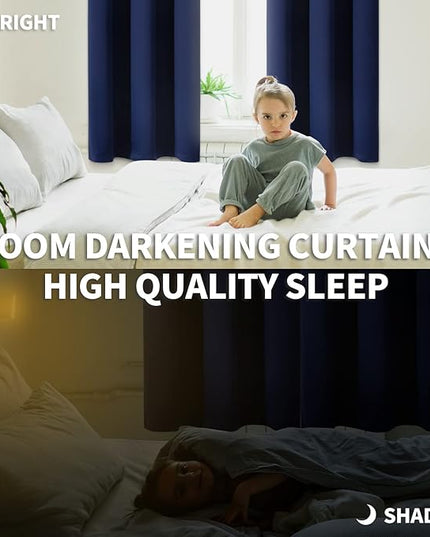 BGment Blackout Curtains for Bedroom - Grommet Thermal Insulated Room Darkening Curtains for Living Room, Set of 2 Panels (70 x 63 Inch, Navy Blue)