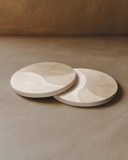 VEYRO Coasters Set of 6 for Drinks – Absorbent Ceramic Stone Drink Coasters with Cork Backing for Coffee Table & Desk, Modern Marble Look Cup Coaster Set, Housewarming Gift for New Home