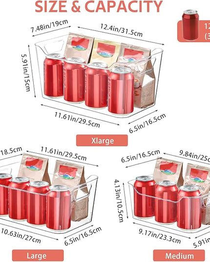 Clear Plastic Storage Bins - 12 Pack Pantry Organizers and Storage,Large Clear Pantry Organizer Bins, Plastic Containers with Handle for Kitchen,Freezer,Cabinet,Closet,Bathroom Under Sink
