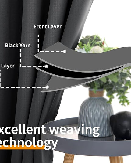 YoungsTex Blackout Curtains 90 Inches Length for Living Room - Thermal Insulated Drapes with Grommet for Bedroom Dining Office Privacy Room Darkening, 2 Panels, 52 x 90 Inch, Dark Grey