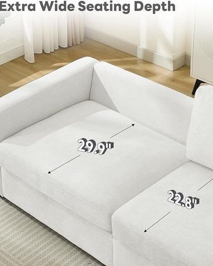 Tbfit Sectional Couch Loveseat, 79" Modern Comfy Sofa with Deep Seat, Removable Cover & Reversible Cushion, White