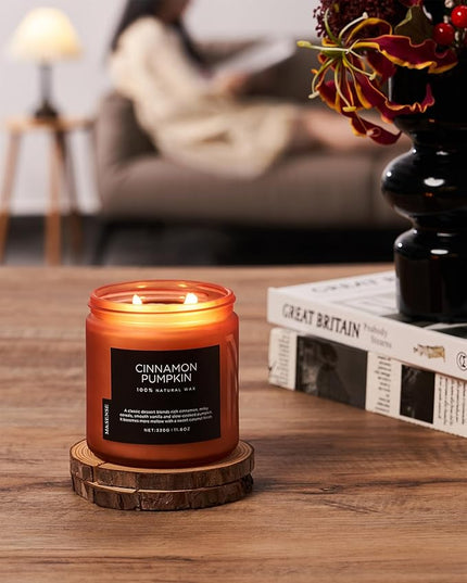 M&SENSE Cinnamon Pumpkin Fall Scented Candles for Home, 11.6oz Soy Natural Candles 70 Hours Long Lasting Slow Burning Autumn Candle Gifts for Thanksgiving