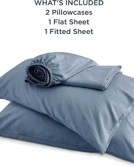 Bedsure Queen Sheet Set, Cooling Sheets for Queen Size Bed Set, Rayon Derived from Bamboo, Breathable & Soft, Deep Pocket, Hotel Luxury Silky Bedding for Hot Sleepers, Dusty Blue