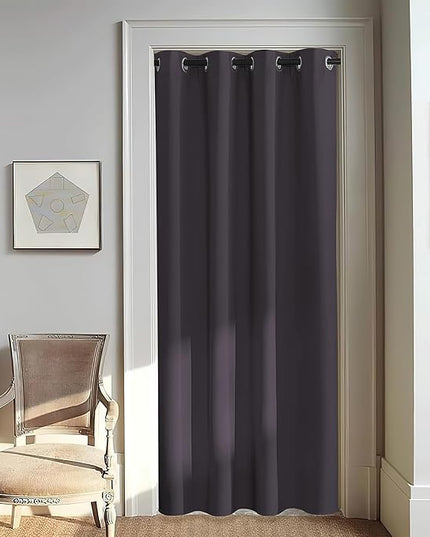 NICETOWN Door Curtain for Closet Doors 80 Inches Long 1 Panel, Blackout Doorway Curtain for Open Closet Bedroom, Room Divider Living Room for Privacy (Greyish Purple, 1 Panel, 46W x 80L)