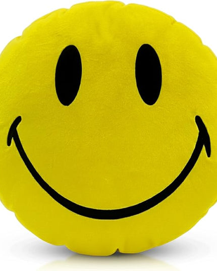 Smiley Face Pillow - Cute Plush for Fun Bedroom Decor - 16" X 16" Soft Cotton Cool Smiley Pillow with Inserts Included - Birthday Gift - Room Decor Aesthetic for Bedroom. (Yellow)