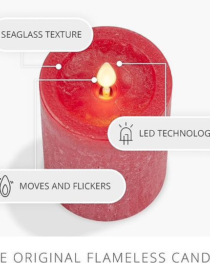 Luminara Red White & Blue Americana Pillar Trio - Set of 3 Flickering Flameless Wax Candles - Battery Operated LED Real Flame Illumination for Patriotic Holiday Decor - Timer - Remote Sold Separately