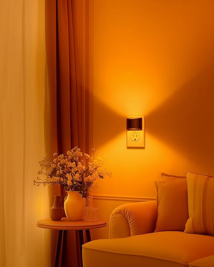 DORESshop LED Night Light[2 Pack], Night Lights Plug into Wall, 3 Level Brightness Adjustable Plug in Night Light, Dusk to Dawn Sensor, Nightlights for Adults, Bedroom, Bathroom, Hallway, Amber