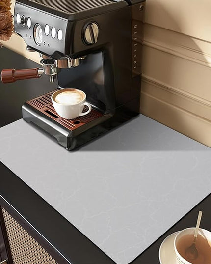 Golener Coffee Bar Mat - Under Coffee Maker Pad, Tray Mats Under Cafe Machine, Rubber Absorbent Mat, Under Appliance Mats, Dish Drying Matt, 23"x15", Marble Gray