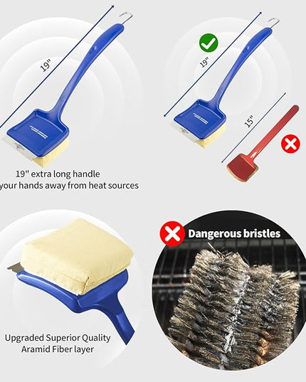 19" Large Bristle-Free Steam Grill Brush,Replaceable BBQ Cleaning Head,Safe Grill Accessories for Cast Iron/Porcelain/Weber Gas/Charcoal Grill,Grill Cleaner for Outdoor Grill