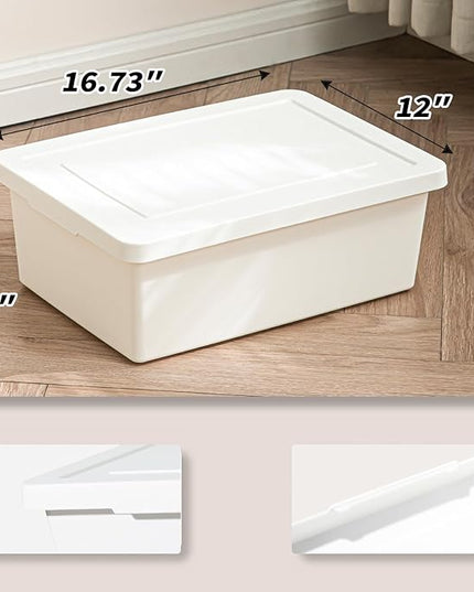 15 Quart Stackable Plastic Storage Bins with LidsStorage Container for Organizing, Storage Boxeswith Handle for Shelves, Cube Storage Bin for CraftSnacks, (white，2L)