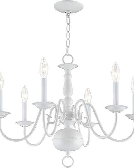 Livex Lighting 5006-03 Williamsburgh 6-Light Chandelier, White