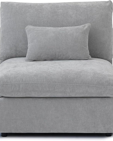 WJShome Modern Middle Module Couch for Living Room, Cushion Covers Removable, Minimalist Comfy Breathable Sofa,Gray