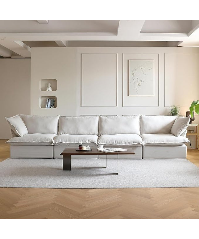 JACH Modular Sectional Couches for Living Room, Deep 4 Seats 162" Sectional Sofa, Cushion Covers Removable, Two Corners and Two Middle, Sofas Furniture for Living Room, Beige