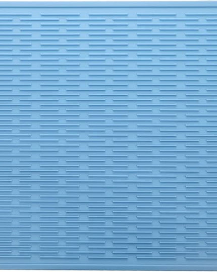 Silicone Dish Drying Mat for Multiple Usage,Easy clean,Eco-friendly,Heat-resistant Silicone Mat for Kitchen Counter or Sink,Refrigerator or Drawer Liner Light Blue XL 18 inches x 16 inches