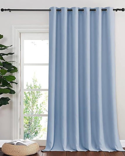 NICETOWN Room Divider Curtain 132 Inches Long, Wide Blackout Sliding Door Curtain for Bedroom, Room Darkening Privacy Window Curtain for Patio Door (1 Panel Set, Vintage Blue, 80 x 132 Inch)