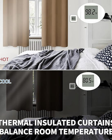 BGment Blackout Curtains for Living Room - Grommet Thermal Insulated Room Darkening Curtains for Bedroom, 2 Panels of 52 x 45 Inch, Taupe