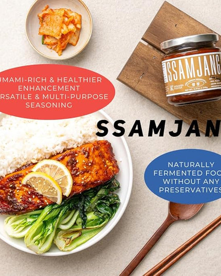 K Kurious Pantry Ssamjang, Seasoned Soybean Paste, Korean BBQ Essential, Barbecue Dipping Sauce, Mix of Gochujang & Deonjang, No Flour, No Added Sugar, No Preservatives, 8.81 OZ