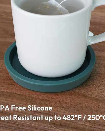 Carrotez Thick Silicone Coasters for Drinks, Round Bulky Cup Coasters for Coffee Table, Desk, Set of 2 - Green